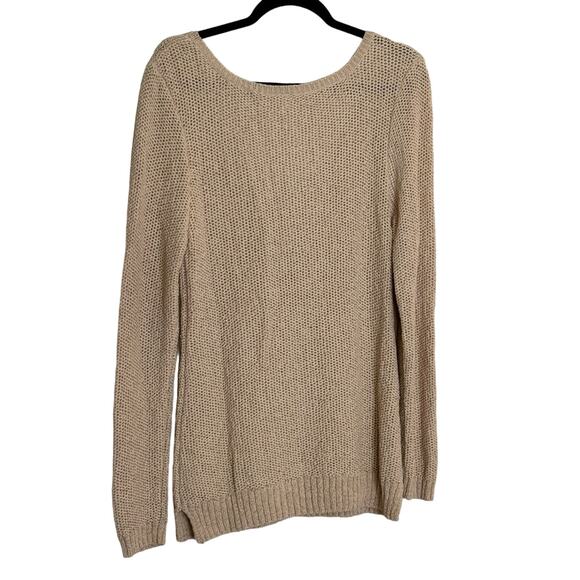 Boston Proper Cotton Knit V-Neck Sweater Tan Size M - Picture 2 of 5